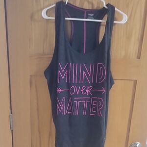 Danskin Now Charcoal Tank Top with Pink Lettering